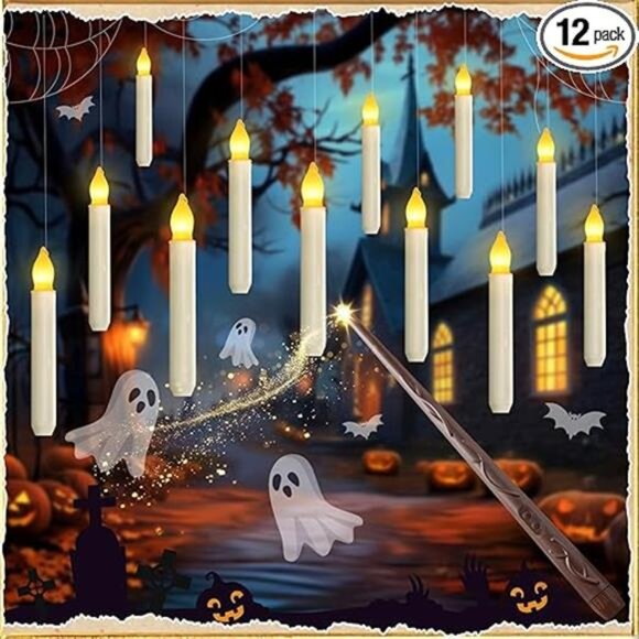 Floating Candle with Wand Remote, 12 Pcs Magical Candlesticks Witch  Decors - Picture 7 of 7